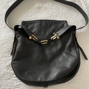 MaxMara Italy black shoulder bag purse black gold
